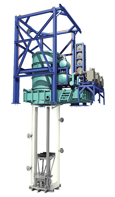 Fig. 5. 3-D rendering of Style 100 furnace (Model VAV-72138-MPOGQ) and quench tank