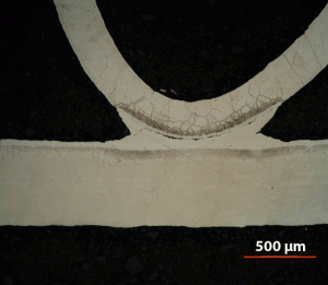 Fig. 2 -- BNi-2 BFM joining 316L stainless steel EGR cooler fins.