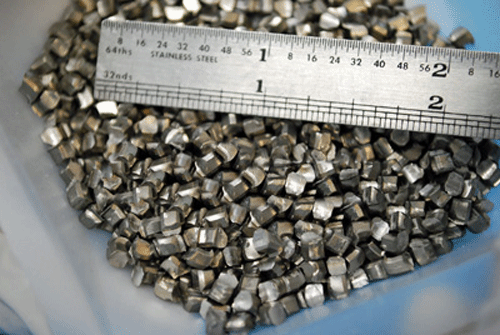 Fig. 3 --  Pure titanium pellets. Photo courtesy of ESPI Metals.