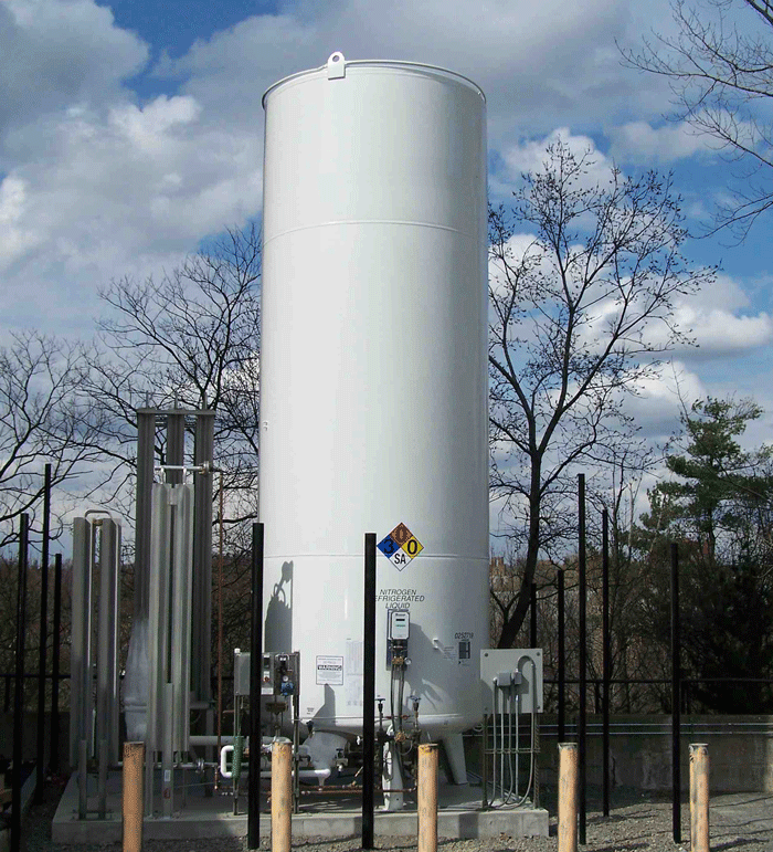 A typical outdoor liquid nitrogen tank.