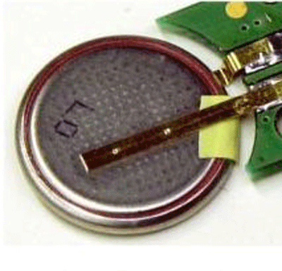Figure 4. Laser tack-welded assembly. A properly made capacitive-discharge spot weld, when properly done, can look virtually identical to this, with no visible oxidation in the joint area.