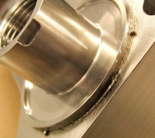 Figure 5. A brazed assembly that used BB’s for locating and holding flanged-component in place.