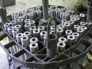 Figure 3 - Typical Vertical Furnace Loading Configuration (Photograph Courtesy of Vac Aero International)