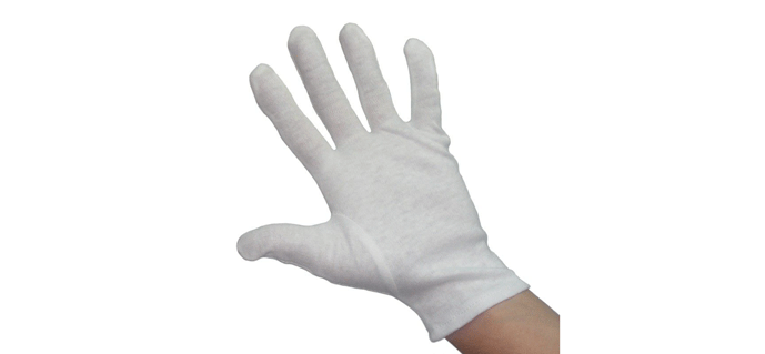 Fig. 3 – cotton gloves should be lint-free cotton.