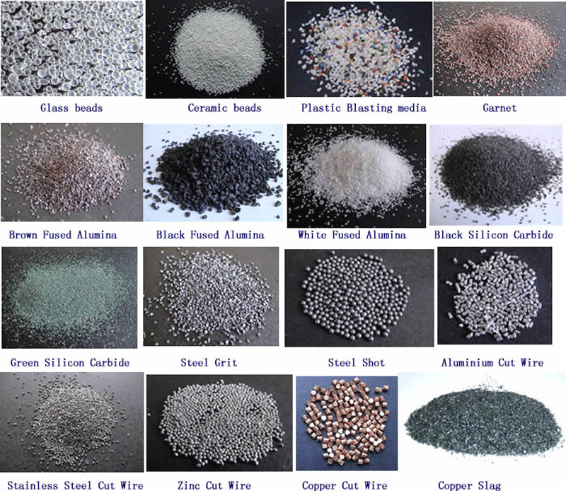 Fig. 2 Some of the grit-blasting media used in industry, many of which do NOT have a home in the brazing industry. (photo courtesy of the Pinterest Catalog)