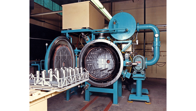 Parts loaded into a VAC AERO VAH2636 vacuum furnace for vacuum hardening.