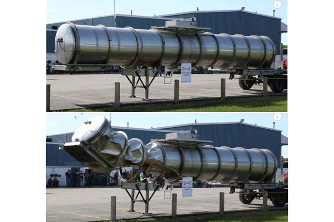 Figure 6 | A tanker truck before and after collapsing due to a vacuum drawn on the interior 4