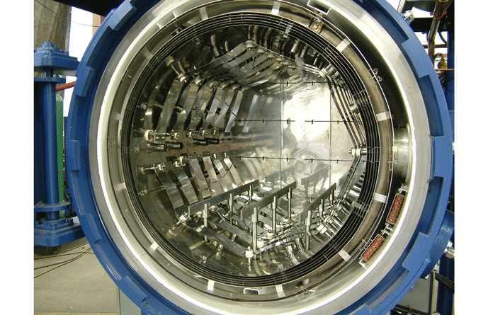 Figure 4 | Typical cold wall vacuum furnace with all-metal hot zone and metallic heating elements (Courtesy of Vac-Aero International)