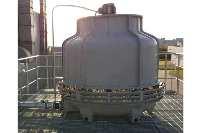 (a) External cooling system loop - roof mounted tower