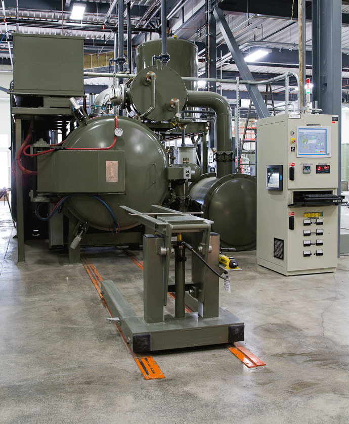 Figure 1b| Typical horizontal batch vacuum furnace where the load is placed on the hearth using a loader1