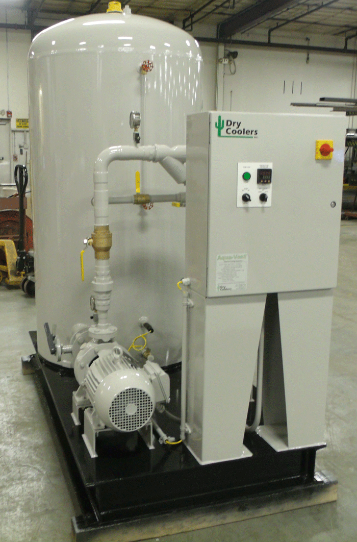 Typical Closed-Loop Pump Station with Optional Backup Diaphragm Pump - Photograph Courtesy of Dry Coolers Inc.